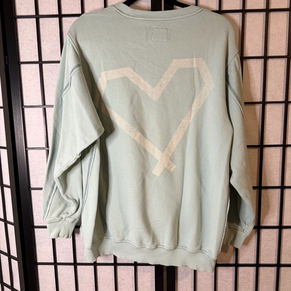 aerie Tops - Aerie Light Blue Oversized Heart Sweatshirt Size Small